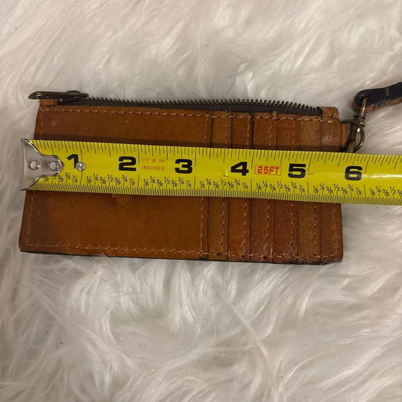 Women's Patricia Nash Brown Leather Wristlet Clutch Mini Zip Wallet - Picture 9 of 11